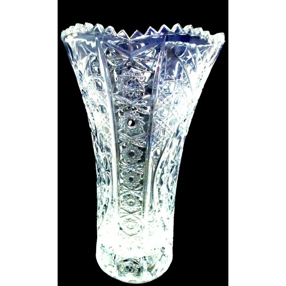 CRISTAL d'ARQUES France CHESNAY 10 3/4" Tall Lead Crystal Vase Blown Glass Disco - Picture 3 of 9